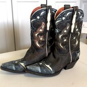❤️like new Dan Post Handmade “distressed” all leather blue/brown cowboy boots